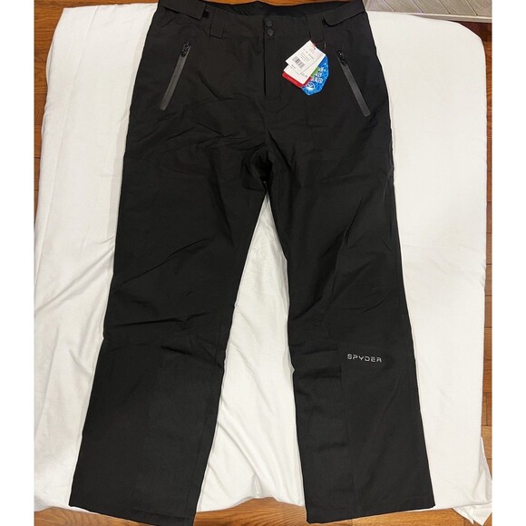 Spyder Snowboard Pants Women’s Size XL Black Lined Insulated Snap Zip Pockets